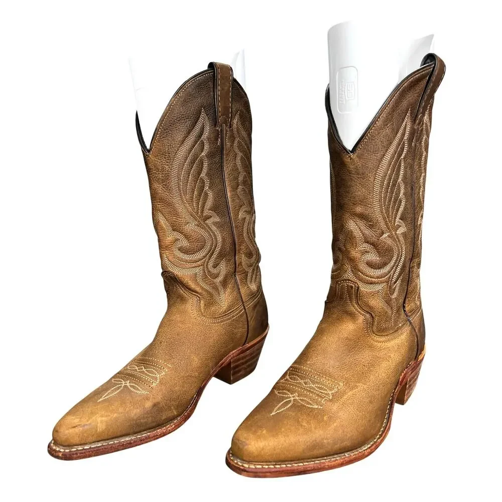 Vintage Abilene Men’s Brown Leather Cowboy Boots Size US 8 D
